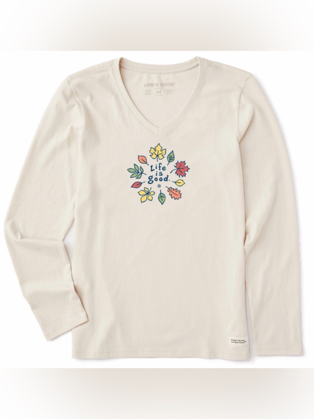 Life is Good Women's Long Sleeve Crusher tee in putty size small